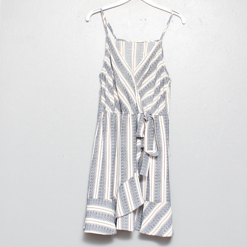 Altar’d state striped faux wrap lightweight midi dress - Picture 1 of 5